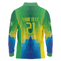 Brazil Football Custom Long Sleeve Polo Shirt Toco Toucan Bora Brasil! Go Brazil!