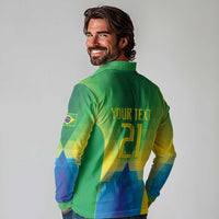Brazil Football Custom Long Sleeve Polo Shirt Toco Toucan Bora Brasil! Go Brazil!
