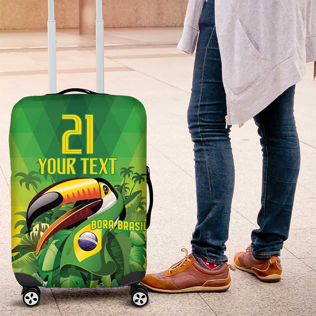 Brazil Football Custom Luggage Cover Toco Toucan Bora Brasil! Go Brazil!