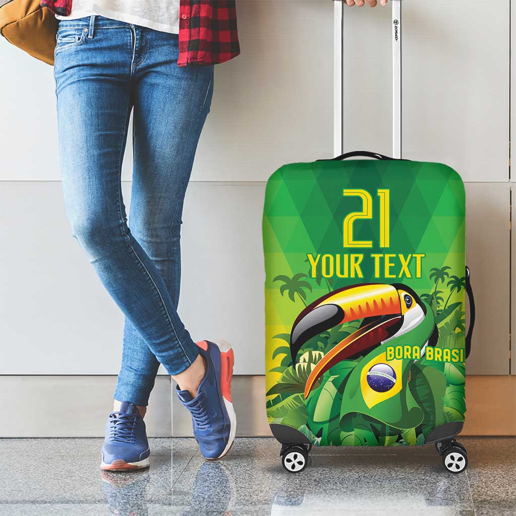 Brazil Football Custom Luggage Cover Toco Toucan Bora Brasil! Go Brazil!