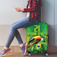 Brazil Football Custom Luggage Cover Toco Toucan Bora Brasil! Go Brazil!
