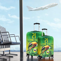Brazil Football Custom Luggage Cover Toco Toucan Bora Brasil! Go Brazil!