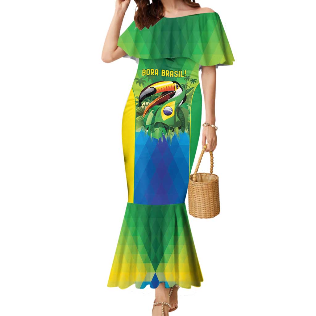 Brazil Football Custom Mermaid Dress Toco Toucan Bora Brasil! Go Brazil!