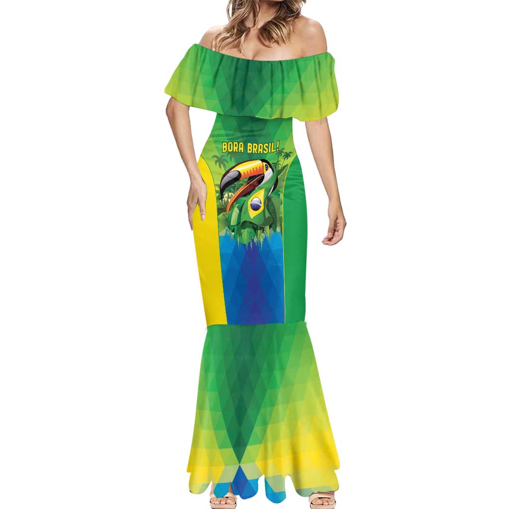 Brazil Football Custom Mermaid Dress Toco Toucan Bora Brasil! Go Brazil!