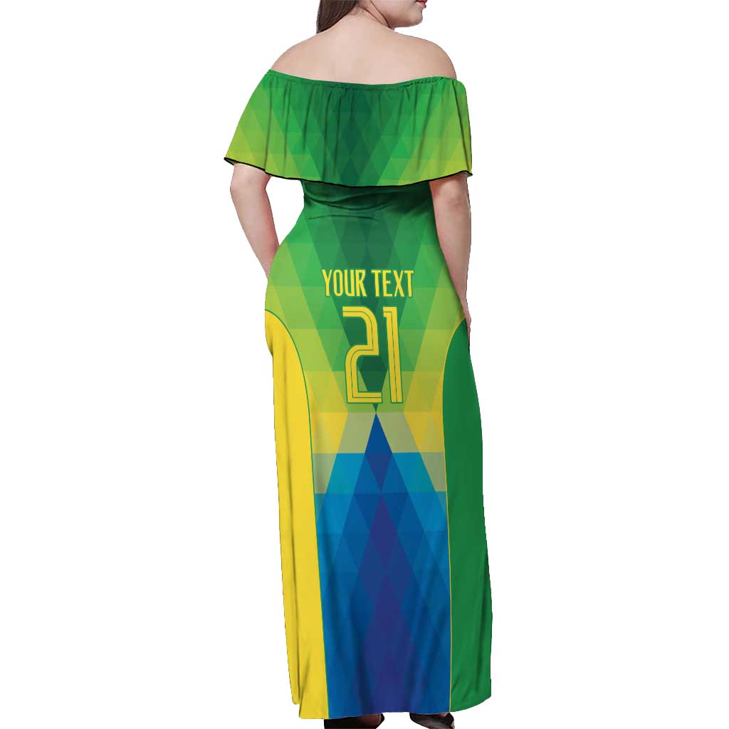 Brazil Football Custom Off Shoulder Maxi Dress Toco Toucan Bora Brasil! Go Brazil!