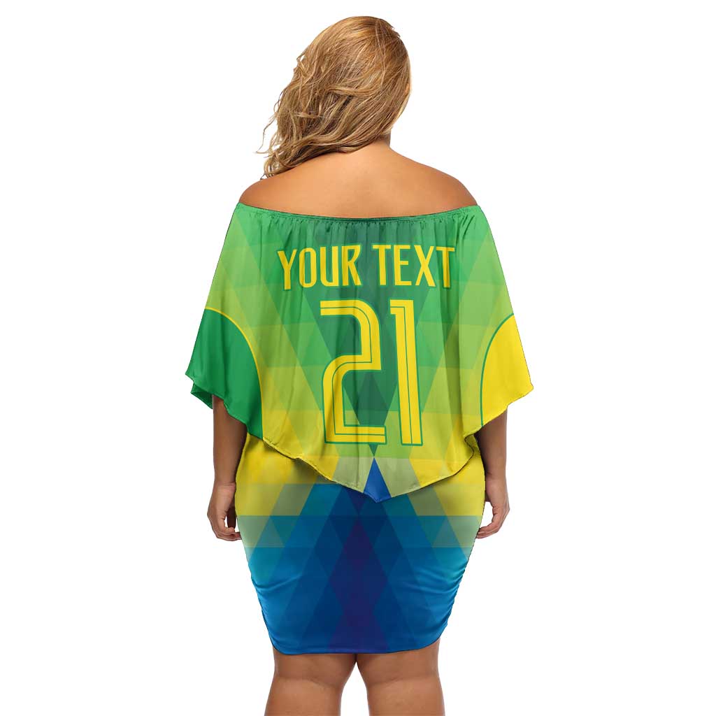 Brazil Football Custom Off Shoulder Short Dress Toco Toucan Bora Brasil! Go Brazil!