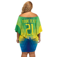 Brazil Football Custom Off Shoulder Short Dress Toco Toucan Bora Brasil! Go Brazil!