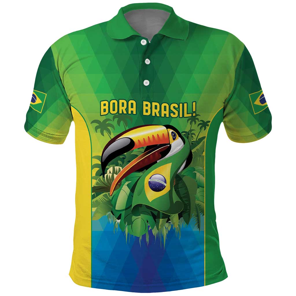 Brazil Football Custom Polo Shirt Toco Toucan Bora Brasil! Go Brazil!