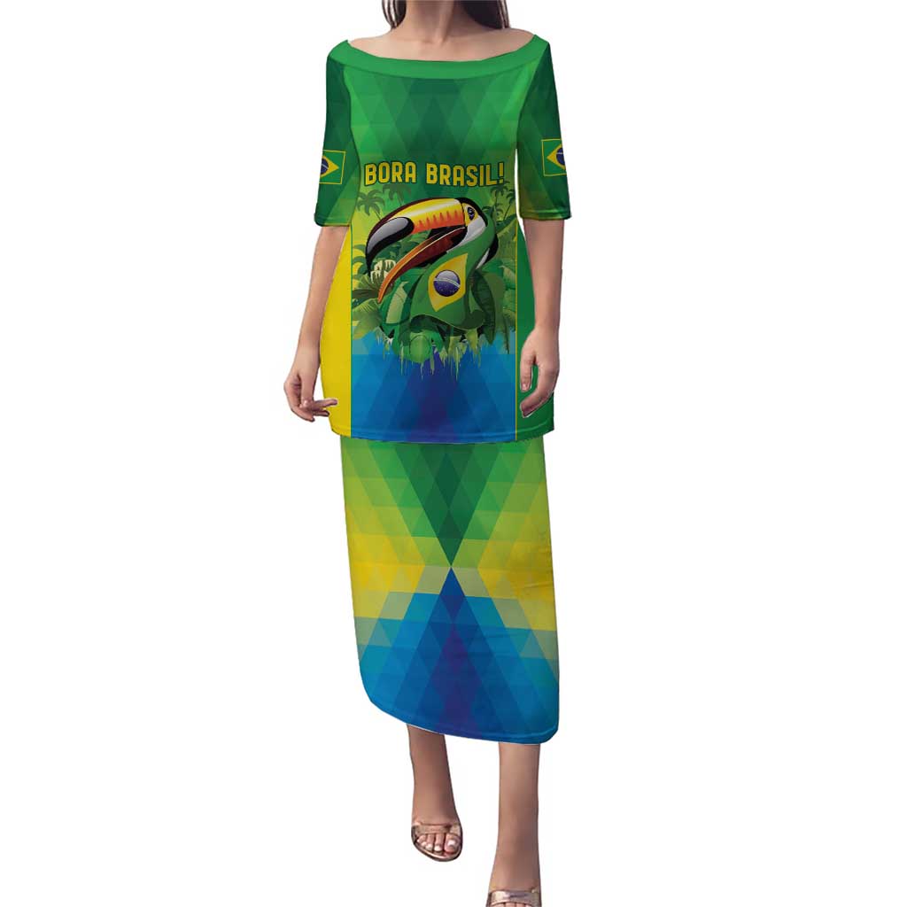Brazil Football Custom Puletasi Toco Toucan Bora Brasil! Go Brazil!