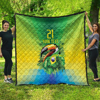 Brazil Football Custom Quilt Toco Toucan Bora Brasil! Go Brazil!