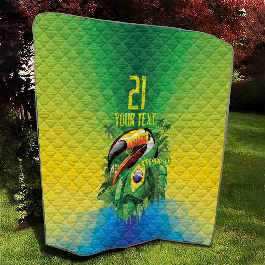 Brazil Football Custom Quilt Toco Toucan Bora Brasil! Go Brazil!