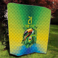 Brazil Football Custom Quilt Toco Toucan Bora Brasil! Go Brazil!