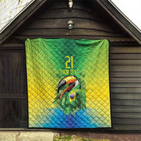 Brazil Football Custom Quilt Toco Toucan Bora Brasil! Go Brazil!
