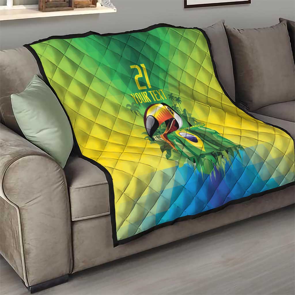 Brazil Football Custom Quilt Toco Toucan Bora Brasil! Go Brazil!