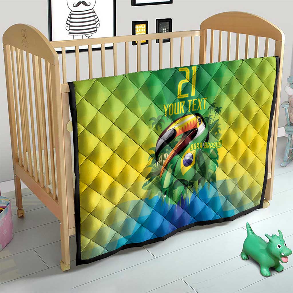 Brazil Football Custom Quilt Toco Toucan Bora Brasil! Go Brazil!