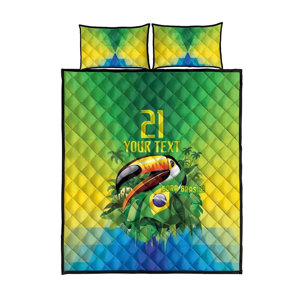 Brazil Football Custom Quilt Bed Set Toco Toucan Bora Brasil! Go Brazil!