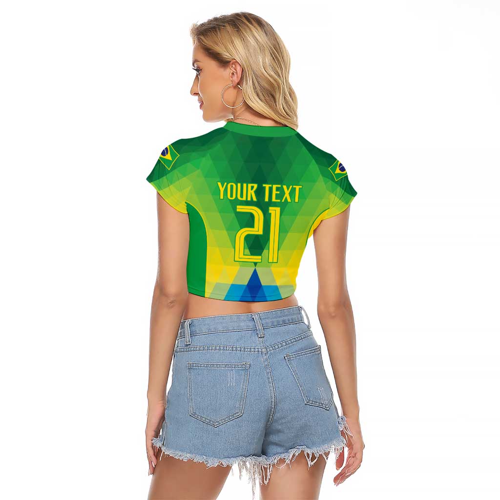 Brazil Football Custom Raglan Cropped T Shirt Toco Toucan Bora Brasil! Go Brazil!