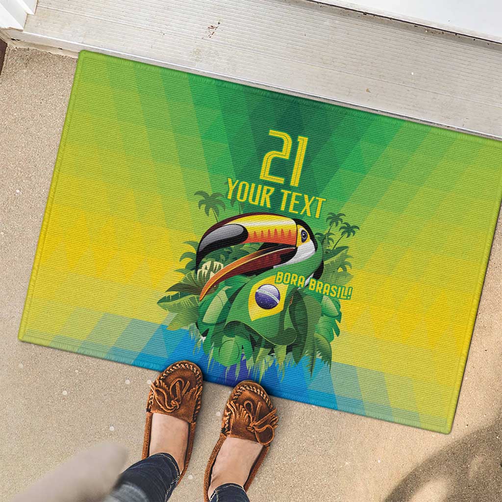 Brazil Football Custom Rubber Doormat Toco Toucan Bora Brasil! Go Brazil!