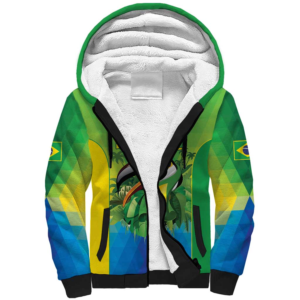 Brazil Football Custom Sherpa Hoodie Toco Toucan Bora Brasil! Go Brazil!