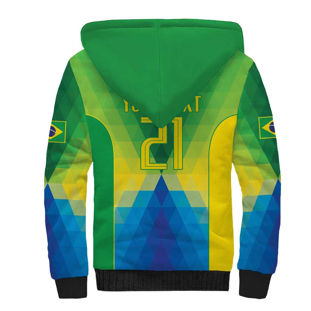 Brazil Football Custom Sherpa Hoodie Toco Toucan Bora Brasil! Go Brazil!