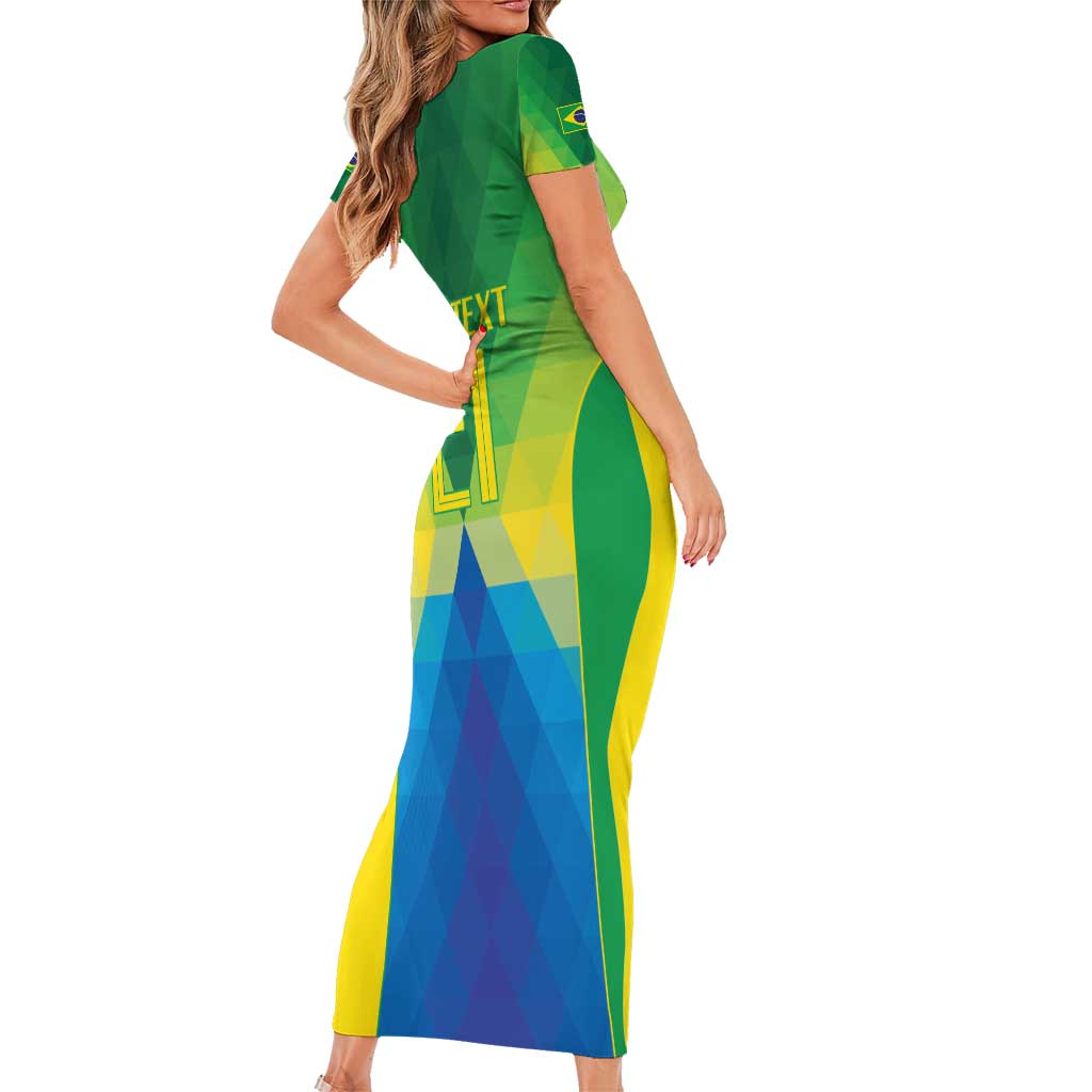 Brazil Football Custom Short Sleeve Bodycon Dress Toco Toucan Bora Brasil! Go Brazil!