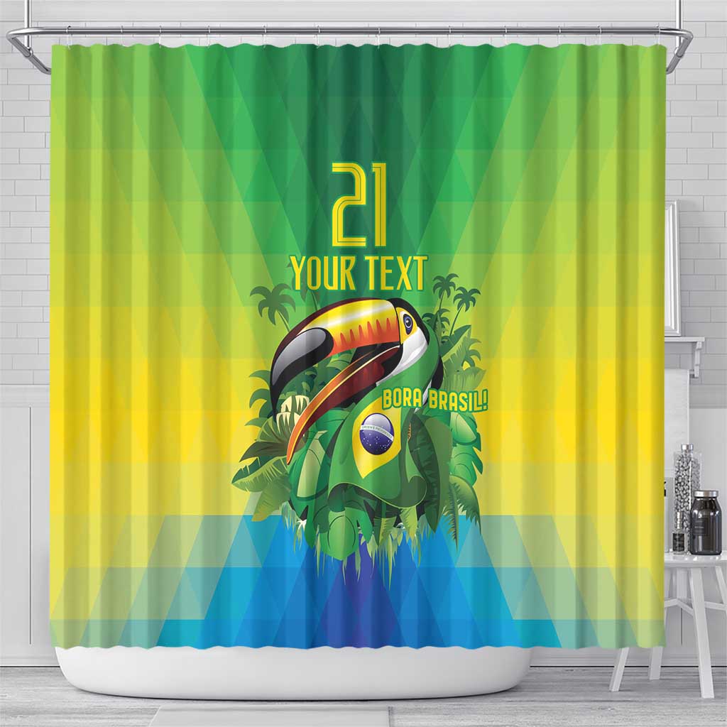 Brazil Football Custom Shower Curtain Toco Toucan Bora Brasil! Go Brazil!