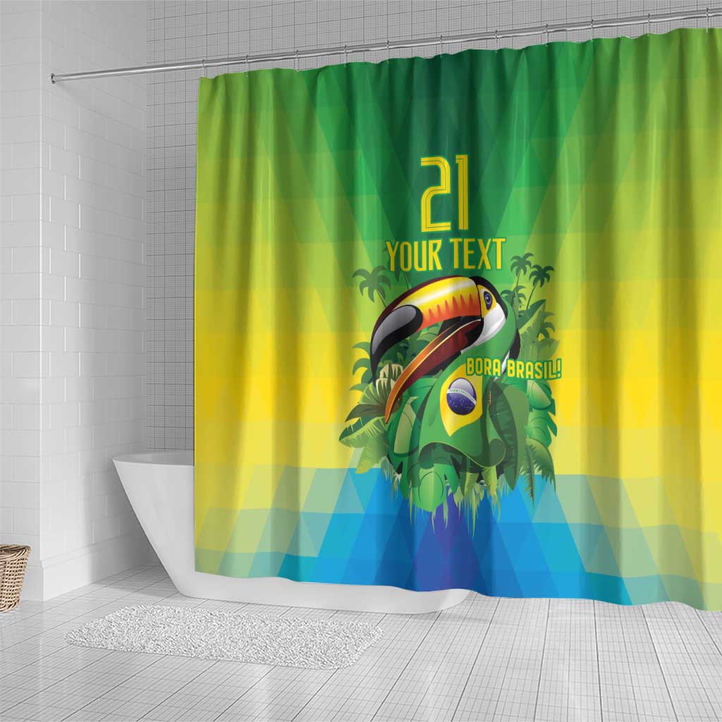 Brazil Football Custom Shower Curtain Toco Toucan Bora Brasil! Go Brazil!