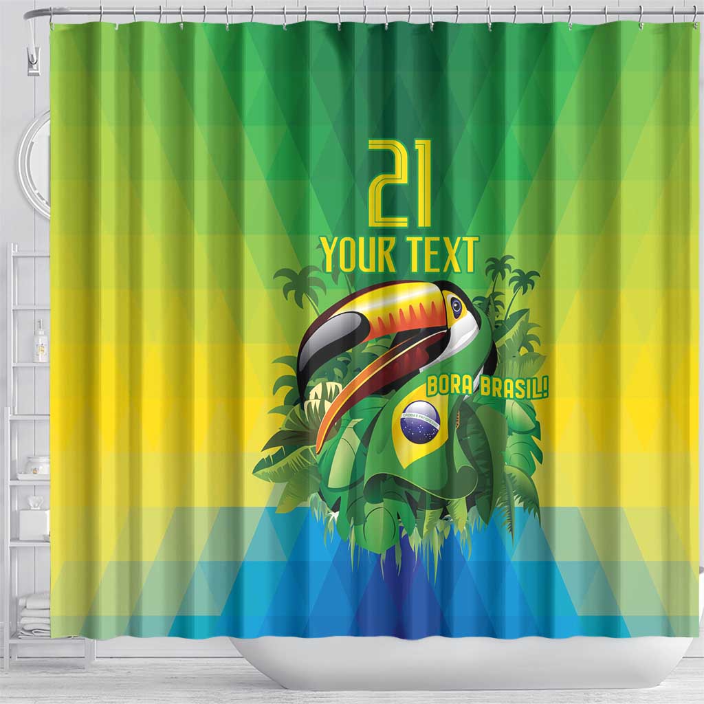 Brazil Football Custom Shower Curtain Toco Toucan Bora Brasil! Go Brazil!