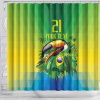Brazil Football Custom Shower Curtain Toco Toucan Bora Brasil! Go Brazil!