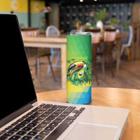 Brazil Football Custom Skinny Tumbler Toco Toucan Bora Brasil! Go Brazil!
