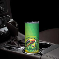 Brazil Football Custom Skinny Tumbler Toco Toucan Bora Brasil! Go Brazil!