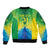 Brazil Football Custom Sleeve Zip Bomber Jacket Toco Toucan Bora Brasil! Go Brazil!