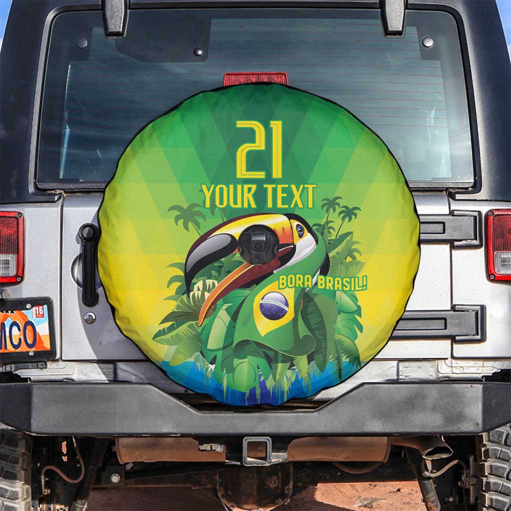 Brazil Football Custom Spare Tire Cover Toco Toucan Bora Brasil! Go Brazil!