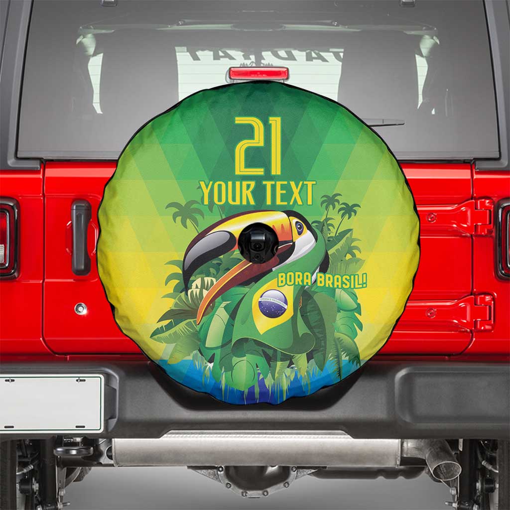 Brazil Football Custom Spare Tire Cover Toco Toucan Bora Brasil! Go Brazil!