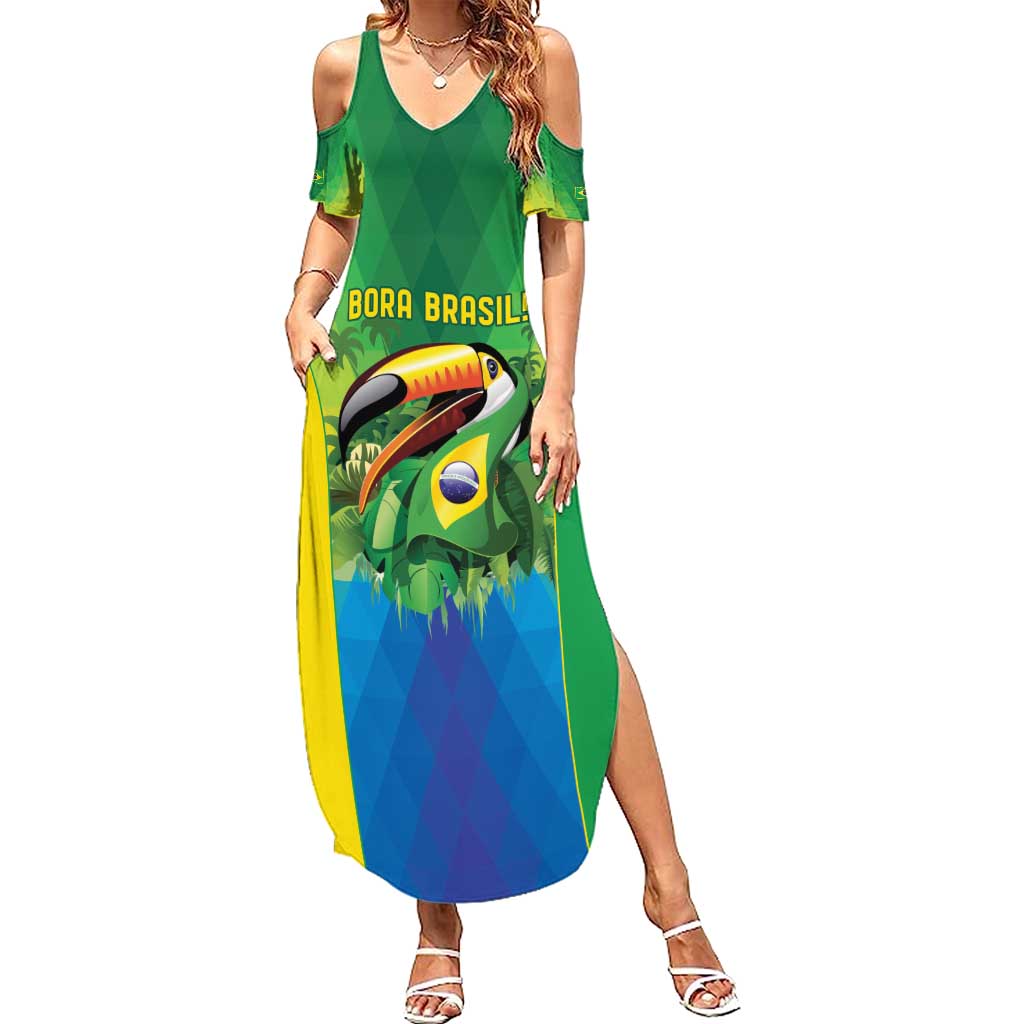 Brazil Football Custom Summer Maxi Dress Toco Toucan Bora Brasil! Go Brazil!