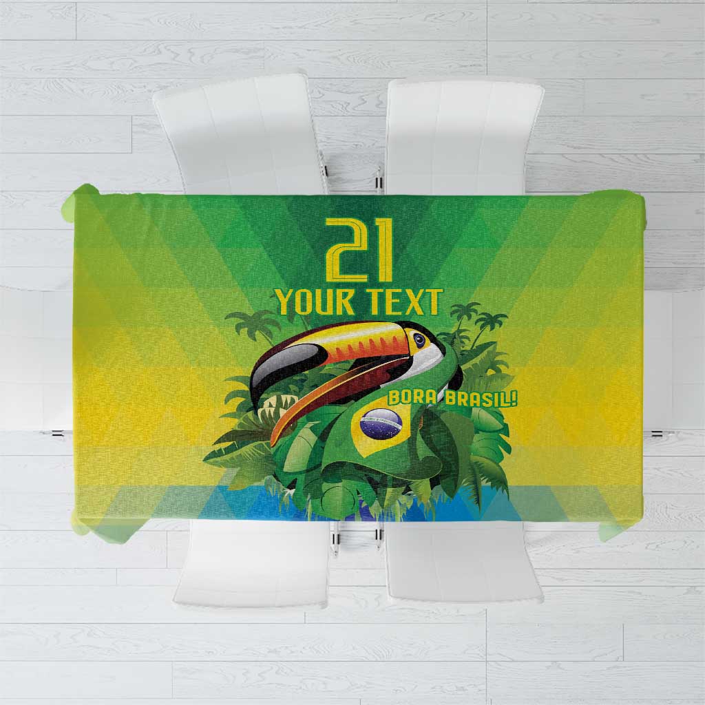 Brazil Football Custom Tablecloth Toco Toucan Bora Brasil! Go Brazil!