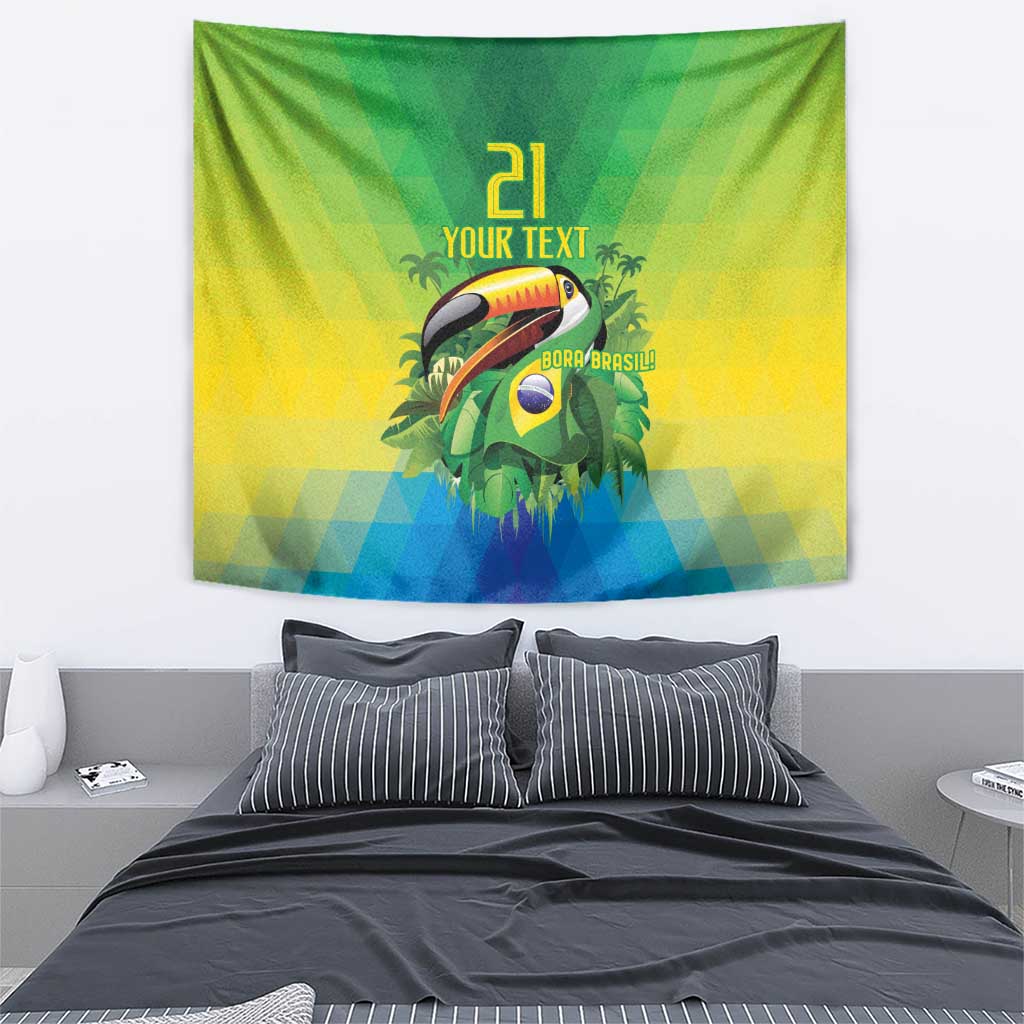 Brazil Football Custom Tapestry Toco Toucan Bora Brasil! Go Brazil!