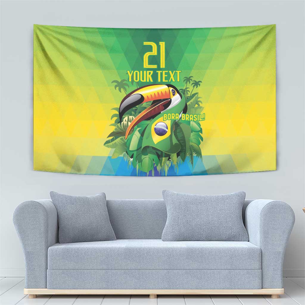 Brazil Football Custom Tapestry Toco Toucan Bora Brasil! Go Brazil!