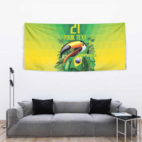 Brazil Football Custom Tapestry Toco Toucan Bora Brasil! Go Brazil!