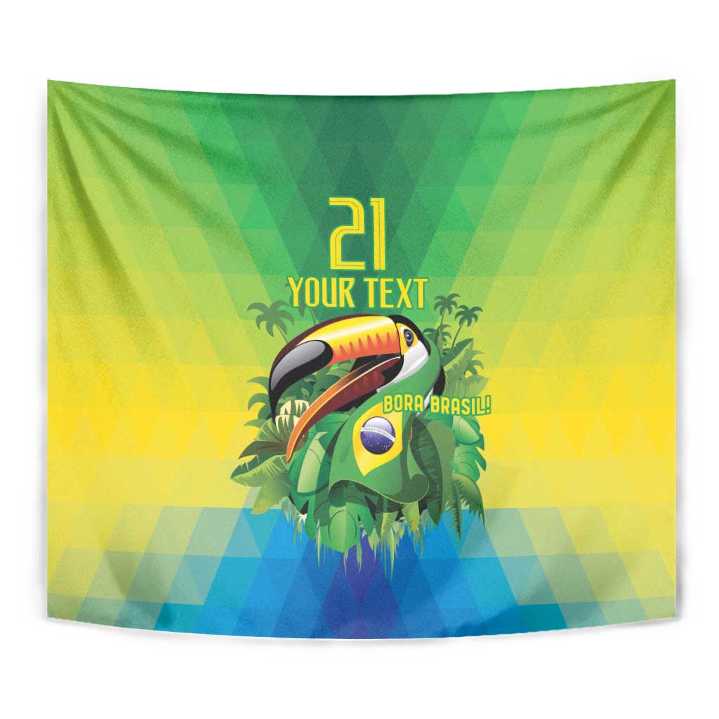 Brazil Football Custom Tapestry Toco Toucan Bora Brasil! Go Brazil!