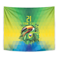 Brazil Football Custom Tapestry Toco Toucan Bora Brasil! Go Brazil!