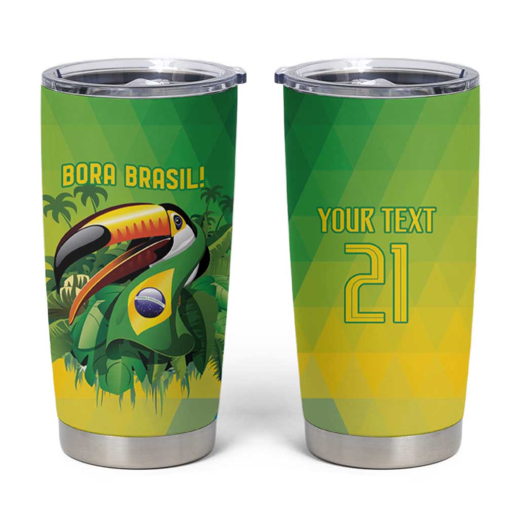 Brazil Football Custom Tumbler Cup Toco Toucan Bora Brasil! Go Brazil!