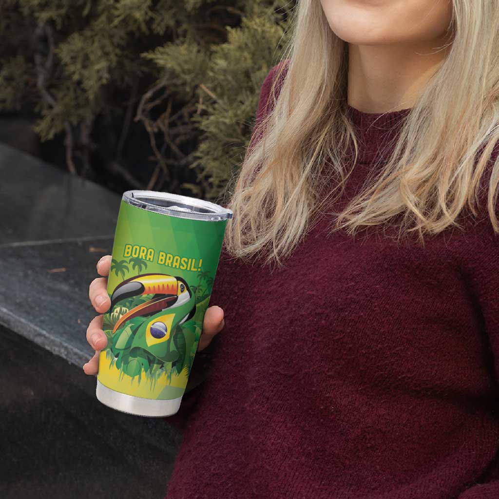 Brazil Football Custom Tumbler Cup Toco Toucan Bora Brasil! Go Brazil!