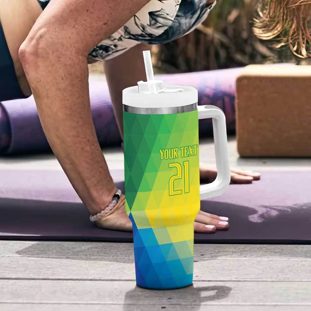 Brazil Football Custom Tumbler With Handle Toco Toucan Bora Brasil! Go Brazil!
