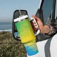 Brazil Football Custom Tumbler With Handle Toco Toucan Bora Brasil! Go Brazil!