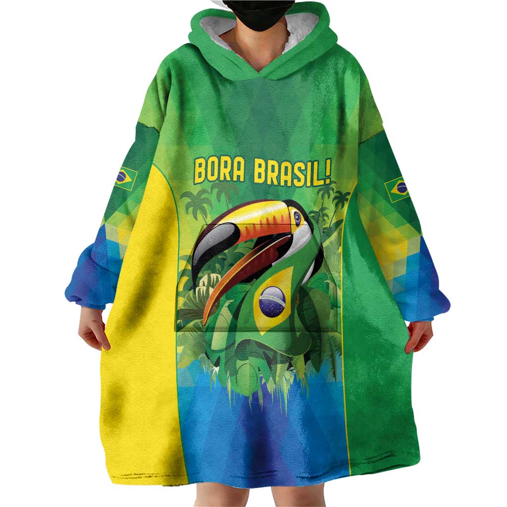 Brazil Football Custom Wearable Blanket Hoodie Toco Toucan Bora Brasil! Go Brazil!