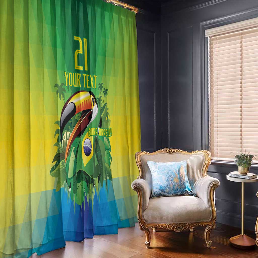 Brazil Football Custom Window Curtain Toco Toucan Bora Brasil! Go Brazil!