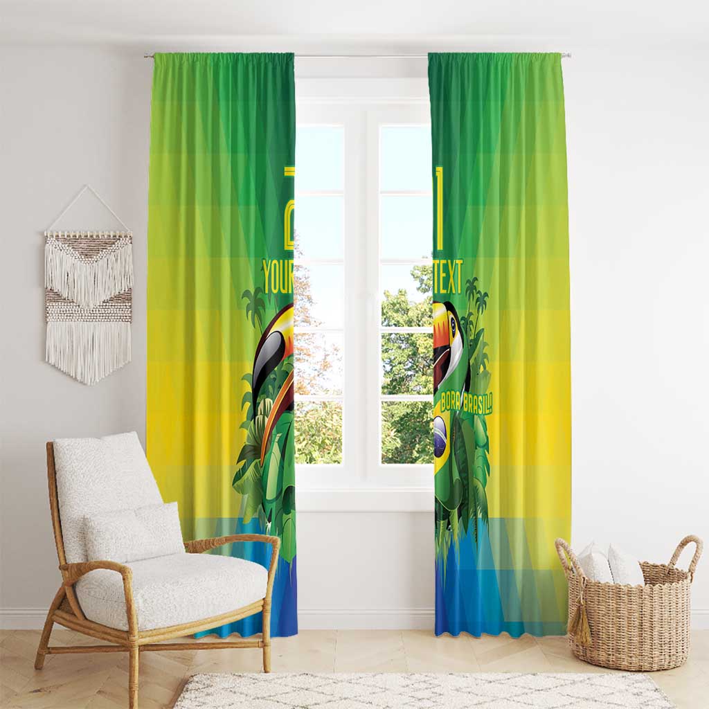 Brazil Football Custom Window Curtain Toco Toucan Bora Brasil! Go Brazil!