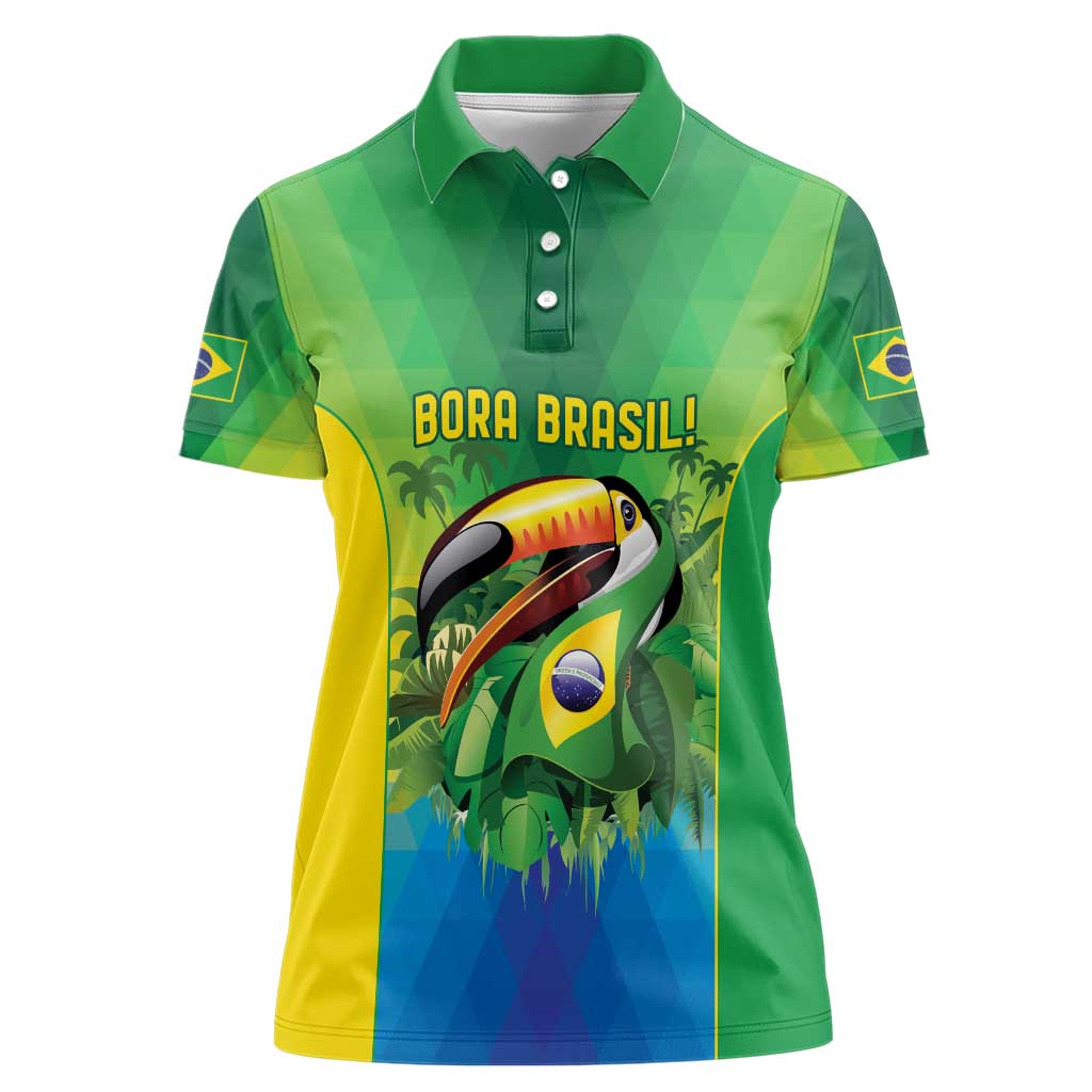 Brazil Football Custom Women Polo Shirt Toco Toucan Bora Brasil! Go Brazil!
