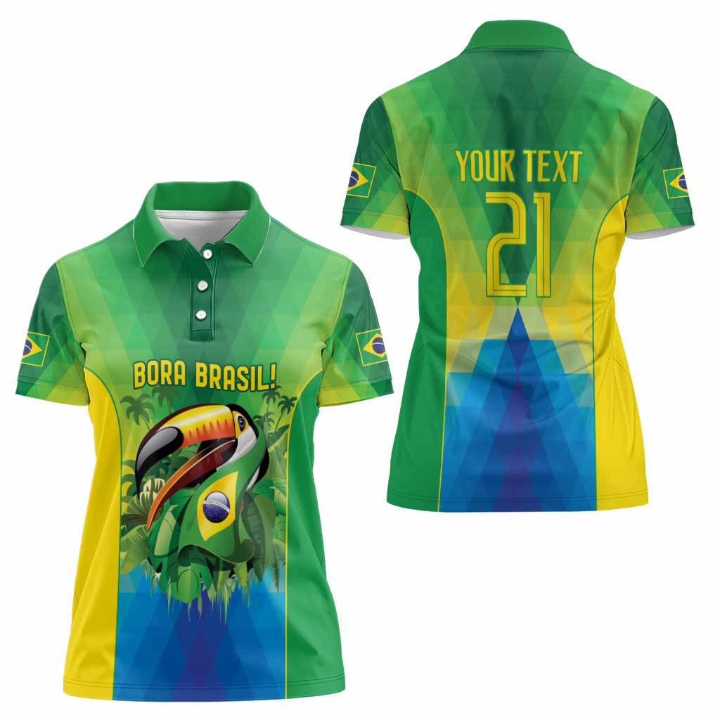 Brazil Football Custom Women Polo Shirt Toco Toucan Bora Brasil! Go Brazil!